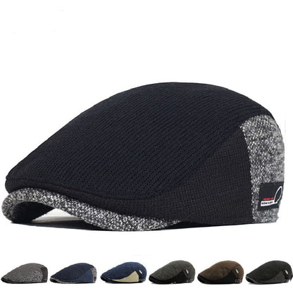 Wigston Striped Knitted Flat Cap - Striped Patchwork Design For Versatile Casual Wear