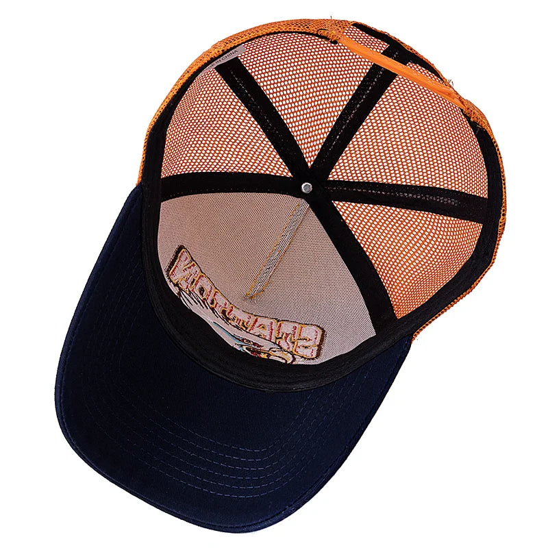 Wild Eagle Station Trucker Cap - Breathable Cotton And Mesh Casual Hat For All Day Comfort