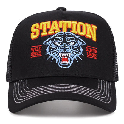 Wild Ones Station 1865 Trucker Cap - Embroidered Logo Casual Trucker Cap With Mesh Panels