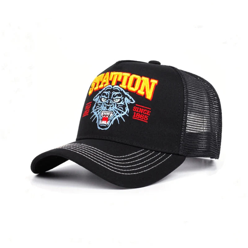 Wild Ones Station 1865 Trucker Cap - Embroidered Logo Casual Trucker Cap With Mesh Panels