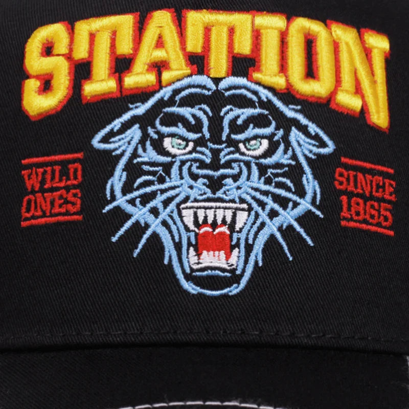 Wild Ones Station 1865 Trucker Cap - Embroidered Logo Casual Trucker Cap With Mesh Panels