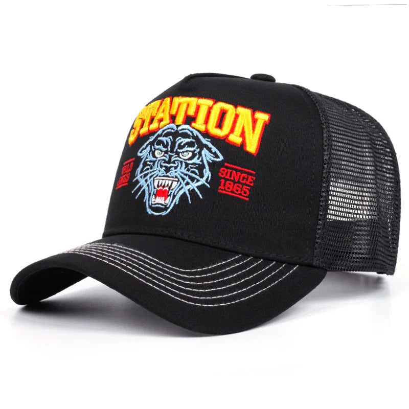 Wild Ones Station 1865 Trucker Cap - Embroidered Logo Casual Trucker Cap With Mesh Panels