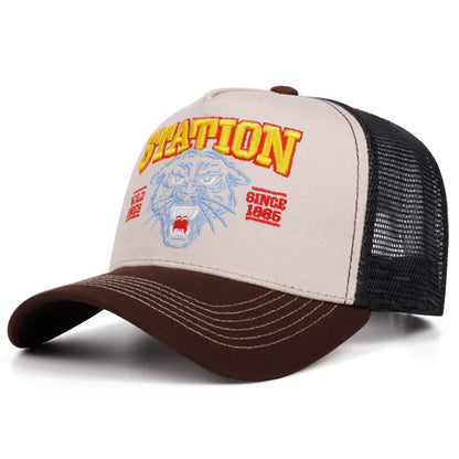 Wild Ones Station 1865 Trucker Cap - Embroidered Logo Casual Trucker Cap With Mesh Panels