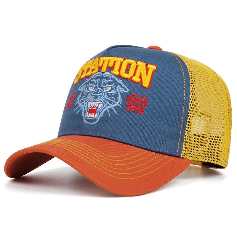 Wild Ones Station 1865 Trucker Cap - Embroidered Logo Casual Trucker Cap With Mesh Panels