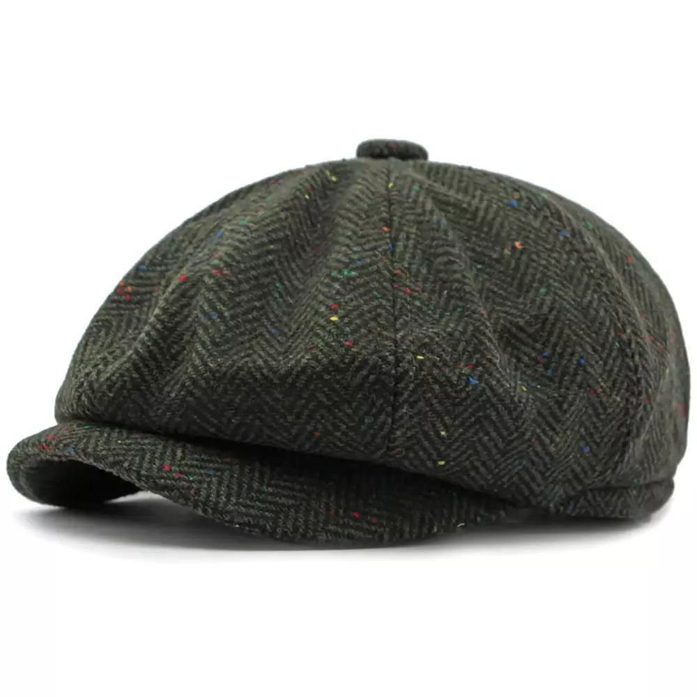 William Flecked Herringbone Newsboy Cap - Textured Pattern For Smart Casual Style