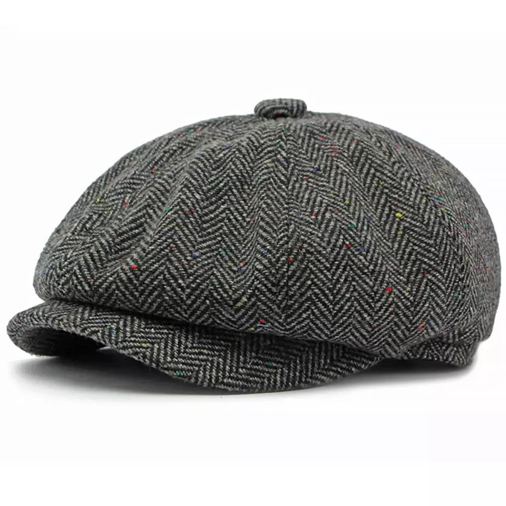 William Flecked Herringbone Newsboy Cap - Textured Pattern For Smart Casual Style