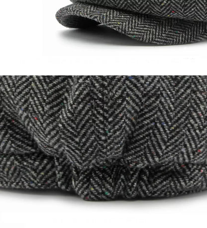William Flecked Herringbone Newsboy Cap - Textured Pattern For Smart Casual Style