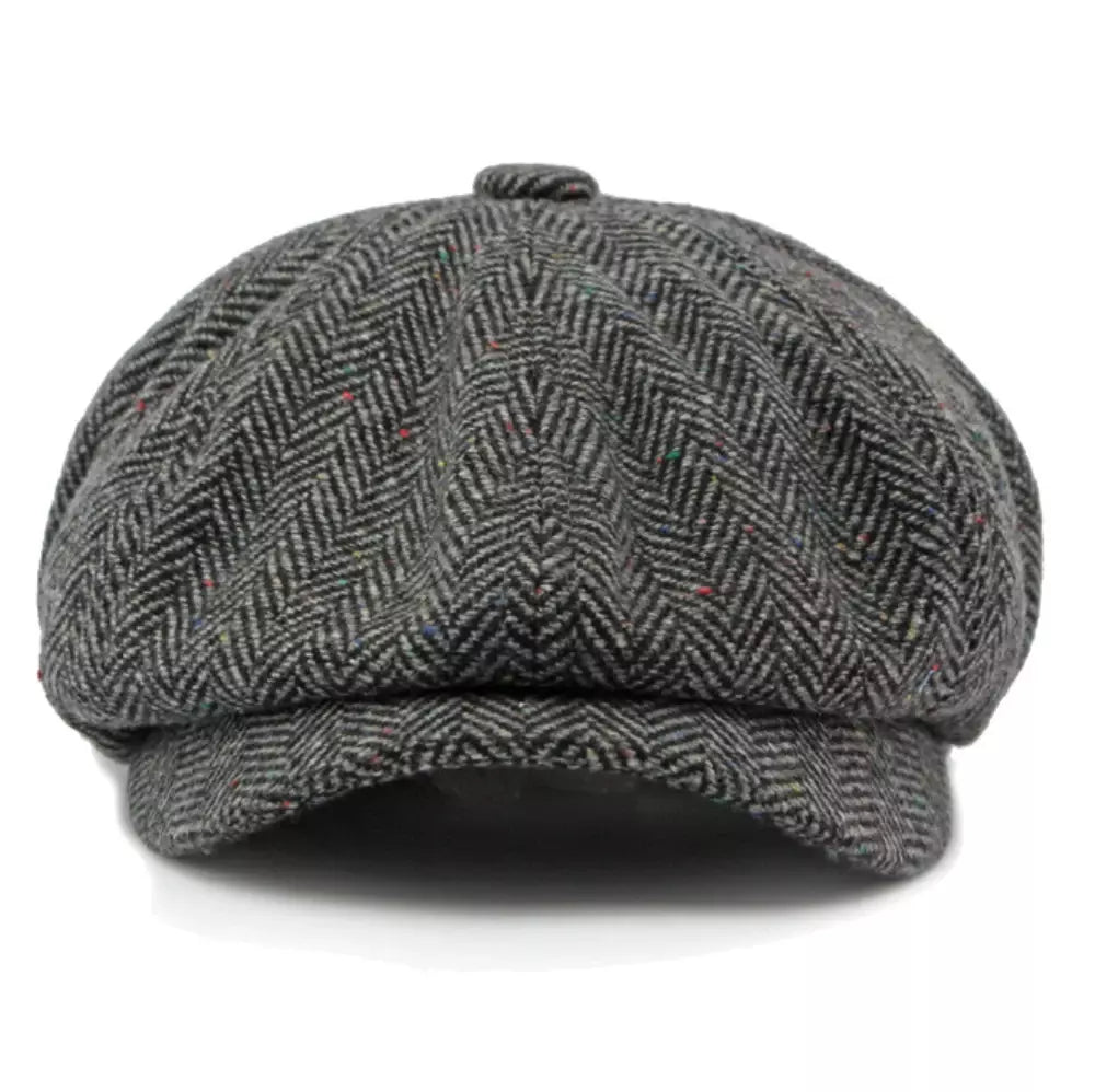 William Flecked Herringbone Newsboy Cap - Textured Pattern For Smart Casual Style