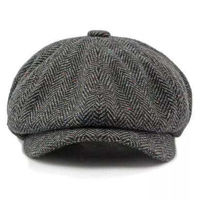 William Flecked Herringbone Newsboy Cap - Textured Pattern For Smart Casual Style