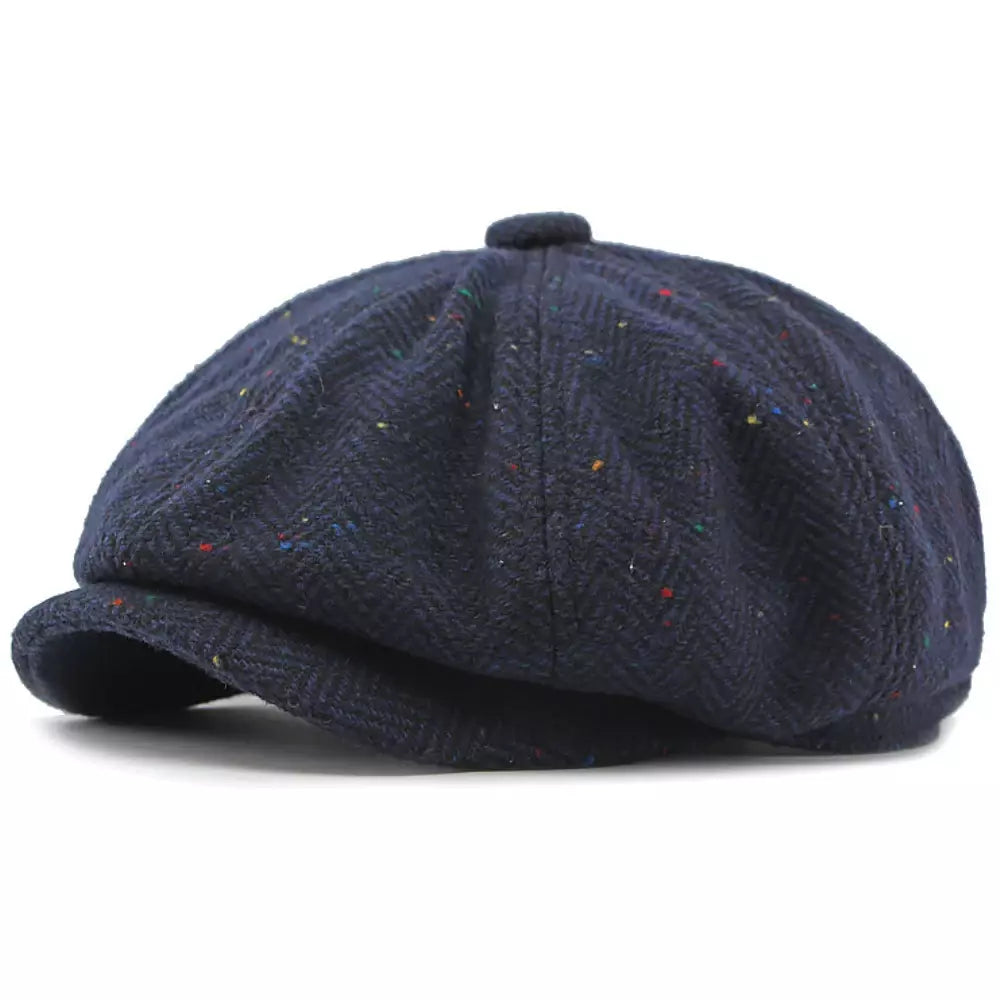 William Flecked Herringbone Newsboy Cap - Textured Pattern For Smart Casual Style