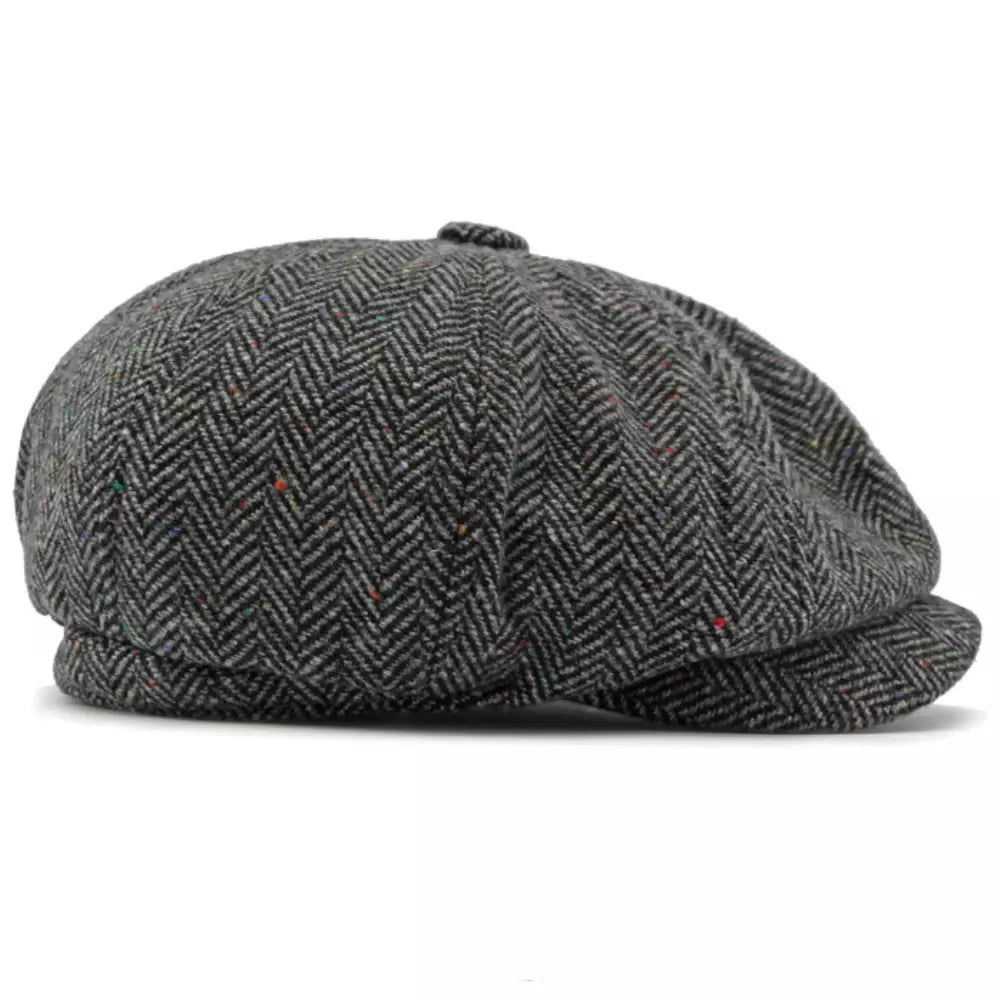 William Flecked Herringbone Newsboy Cap - Textured Pattern For Smart Casual Style
