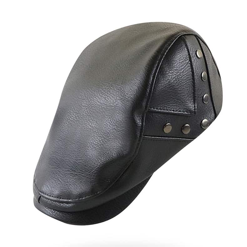 William Leather Duckbill Flat Cap - Timeless Leather Cap With Classic Duckbill Silhouette