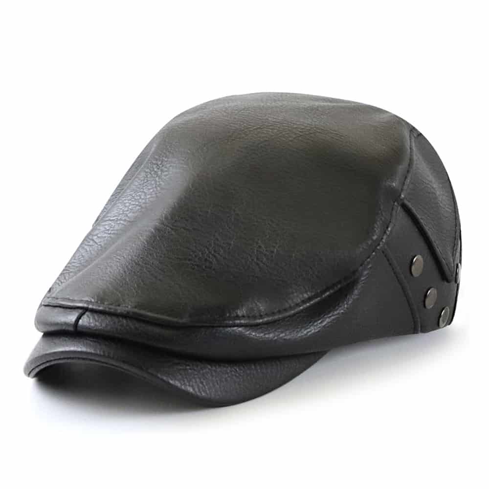 William Leather Duckbill Flat Cap - Timeless Leather Cap With Classic Duckbill Silhouette
