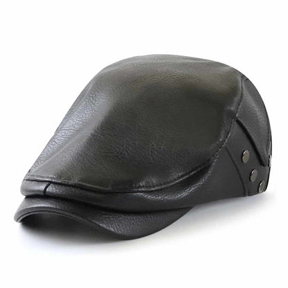 William Leather Duckbill Flat Cap - Timeless Leather Cap With Classic Duckbill Silhouette