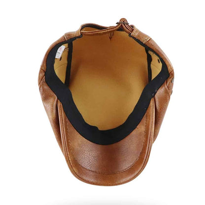 William Leather Duckbill Flat Cap - Timeless Leather Cap With Classic Duckbill Silhouette