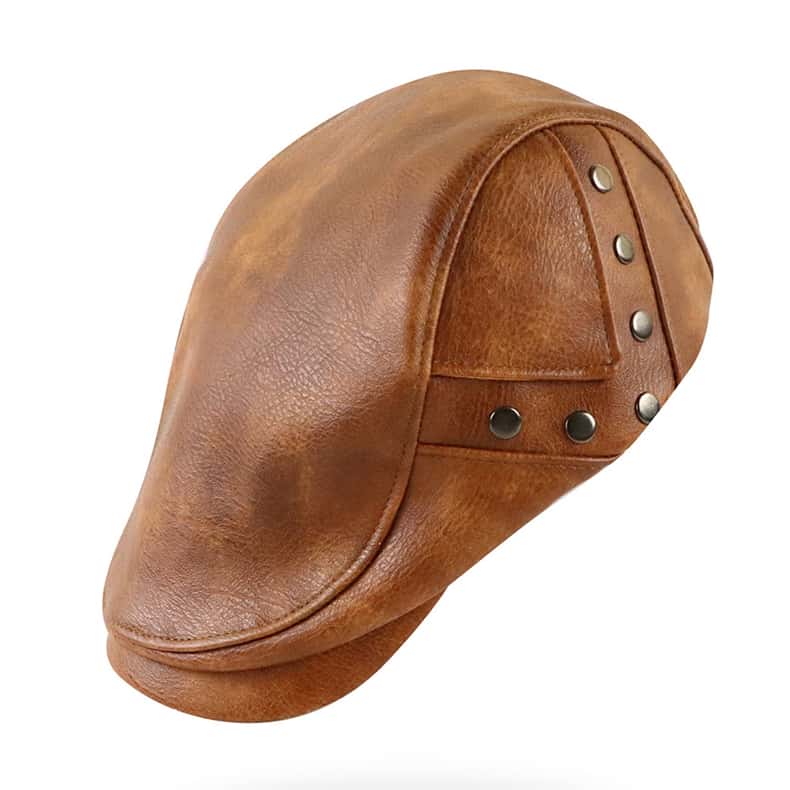 William Leather Duckbill Flat Cap - Timeless Leather Cap With Classic Duckbill Silhouette