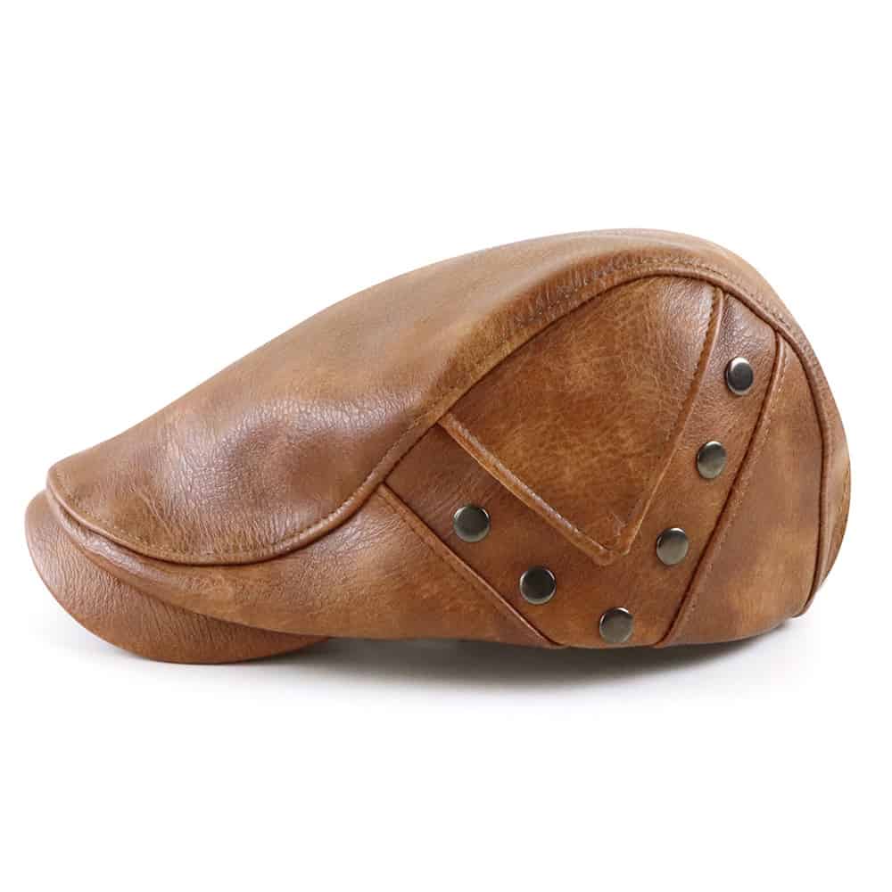 William Leather Duckbill Flat Cap - Timeless Leather Cap With Classic Duckbill Silhouette