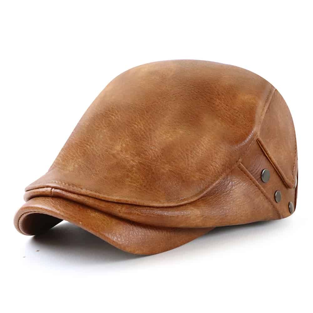 William Leather Duckbill Flat Cap - Timeless Leather Cap With Classic Duckbill Silhouette