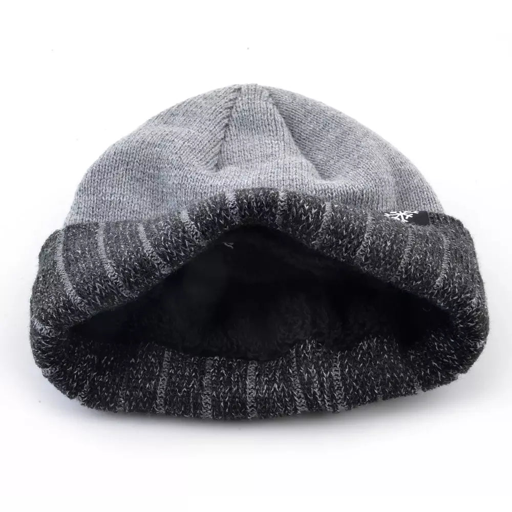 Winter Ice Striped Thick Beanie - Urban Caps