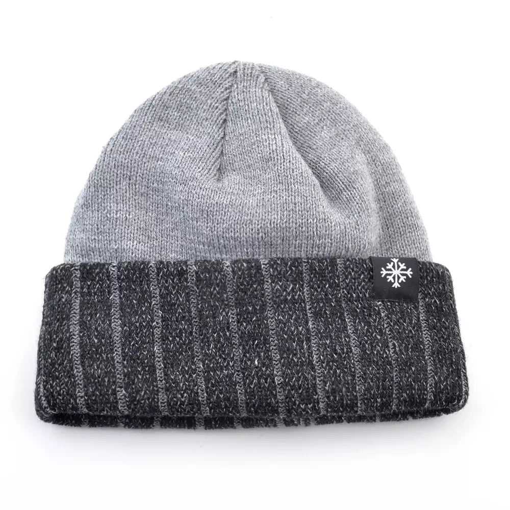 Winter Ice Striped Thick Beanie - Urban Caps
