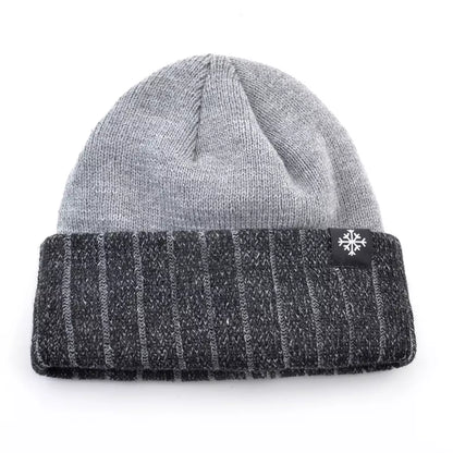 Winter Ice Striped Thick Beanie - Urban Caps