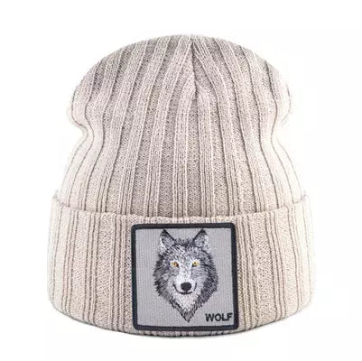 Wolf Knitted Beanie Soft Acrylic For All-Day Warmth - Urban Caps