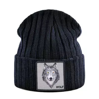 Wolf Knitted Beanie Soft Acrylic For All-Day Warmth - Urban Caps