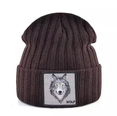 Wolf Knitted Beanie Soft Acrylic For All-Day Warmth - Urban Caps