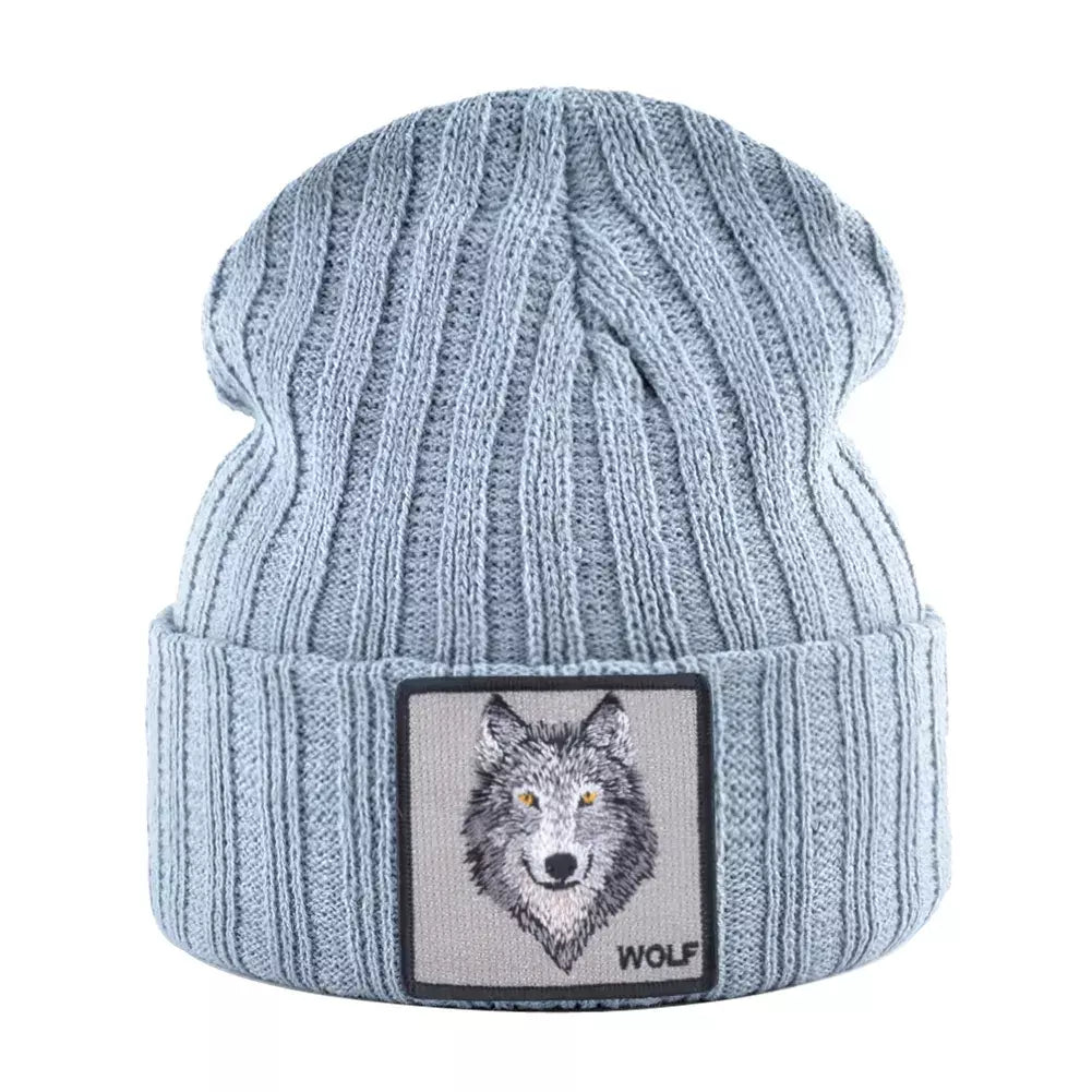Wolf Knitted Beanie Soft Acrylic For All-Day Warmth - Urban Caps