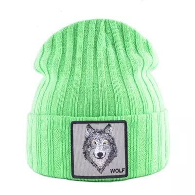 Wolf Knitted Beanie Soft Acrylic For All-Day Warmth - Urban Caps