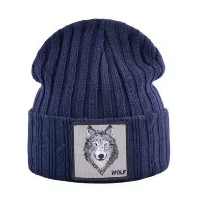 Wolf Knitted Beanie Soft Acrylic For All-Day Warmth - Urban Caps
