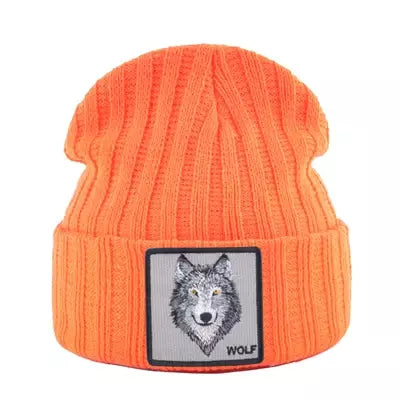 Wolf Knitted Beanie Soft Acrylic For All-Day Warmth - Urban Caps