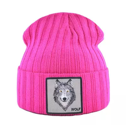 Wolf Knitted Beanie Soft Acrylic For All-Day Warmth - Urban Caps