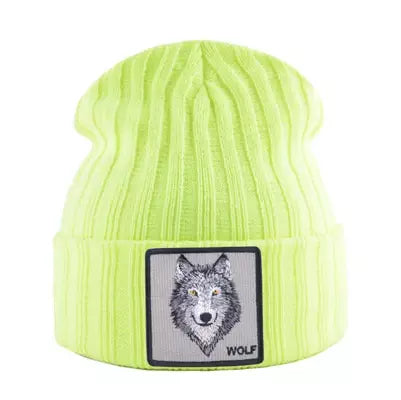 Wolf Knitted Beanie Soft Acrylic For All-Day Warmth - Urban Caps