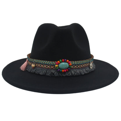 Ethnic Style Western Cowboy Hat Gem Accessories Tibetan Top Hat - Urban Caps 