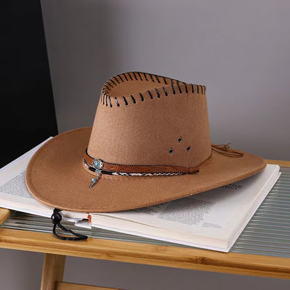 Western Cowboy Hat Men's And Women's Gem Chain Fedora Hat - Urban Caps 