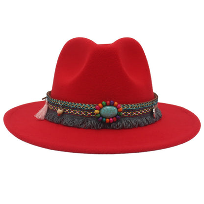 Ethnic Style Western Cowboy Hat Gem Accessories Tibetan Top Hat - Urban Caps 