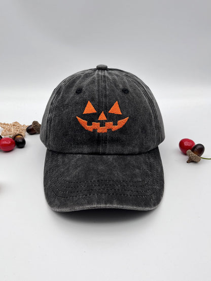 Washed Cotton Men'S and Women'S Casual Halloween Embroidery Pumpkin Smiley Baseball Cap