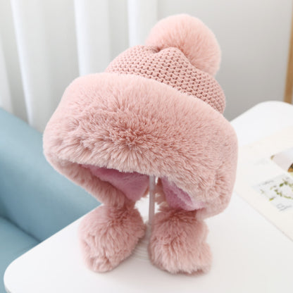 Women's Warm And Velvet Ear Protection Knitted Cold-proof Woolen Cute Princess Hat - Urban Caps 