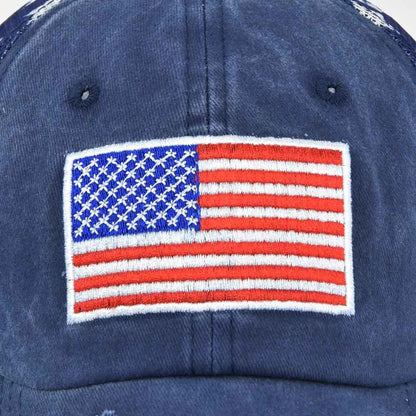 American Flag Embroidered Mesh Cap Embroidered Baseball Hat - Urban Caps 