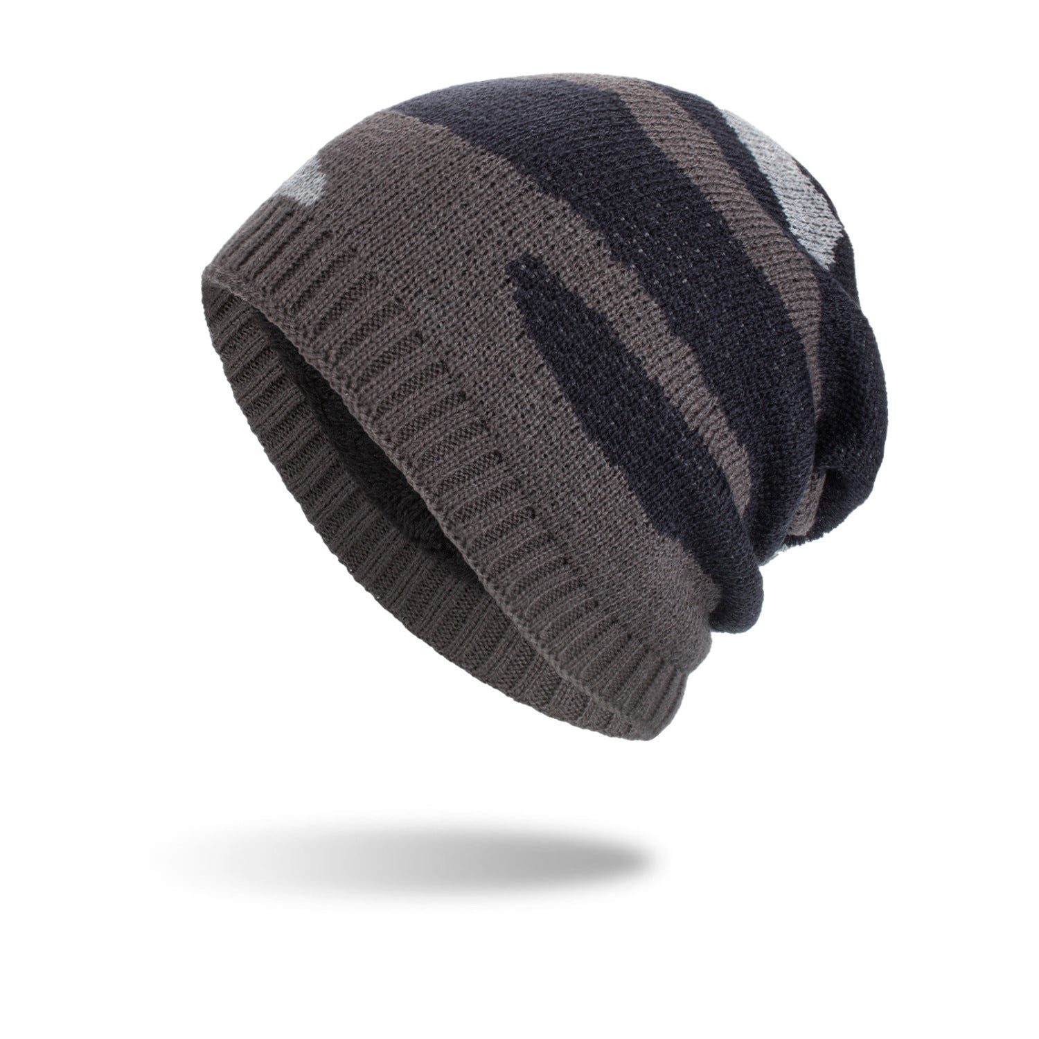 New Tricolor Striped Long Pullover Knit Beanie - Urban Caps 