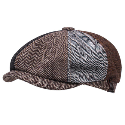 Linen Flat Top Newsboy Beret – Retro Short Brim Cap | One Size - Urban Caps 