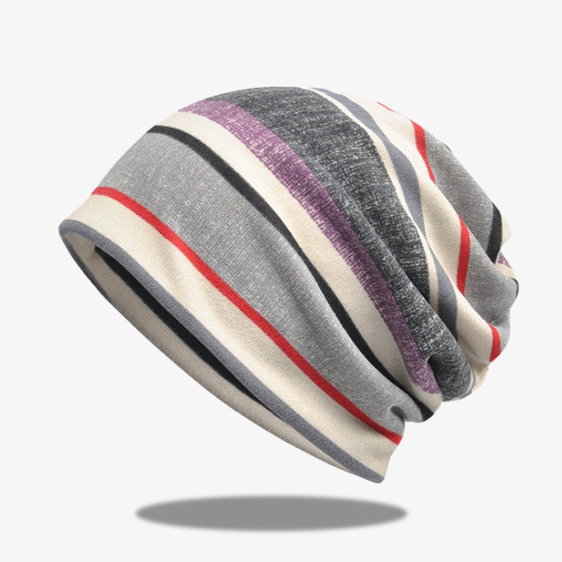 Striped Scarf Hat Men And Women All-match Pullover Hat Casual - Urban Caps 