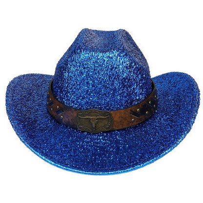 Glitter Cowboy Hat Halloween Black Gold Silver EVA Composite Cow Head Accessories - Urban Caps 
