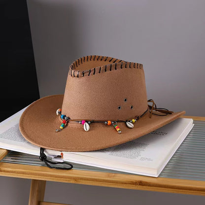 Western Cowboy Hat Men's And Women's Gem Chain Fedora Hat - Urban Caps 