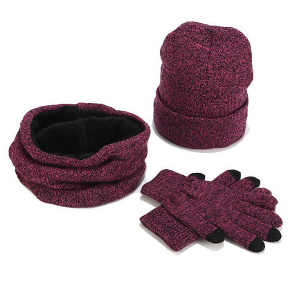 Variegated Knitted Woolen Thick Scarf Hat Gloves - Urban Caps 