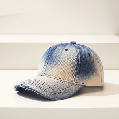 Distressed Gradient Denim Casual All-match Ripped Baseball Cap - Urban Caps 