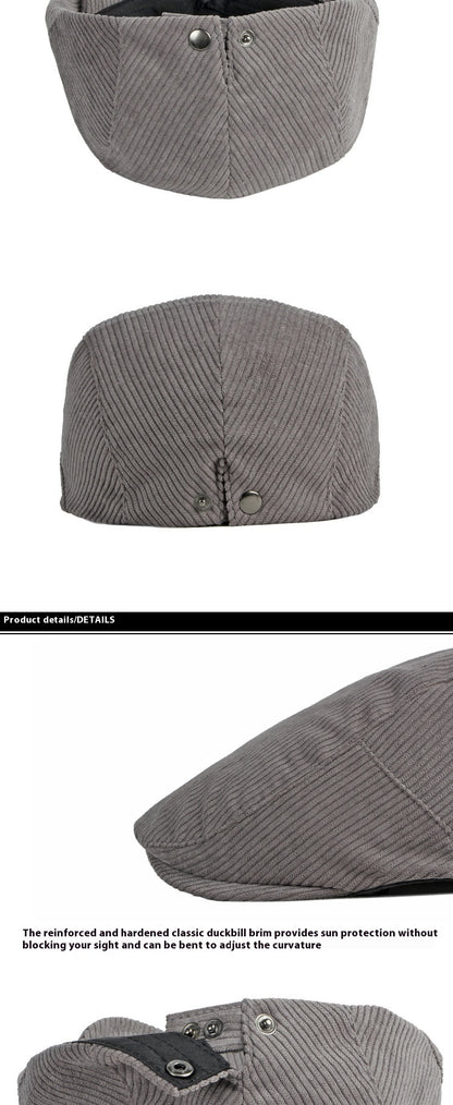 Kids Corduroy Retro Beret – Adjustable Flat Top Cap - Urban Caps 
