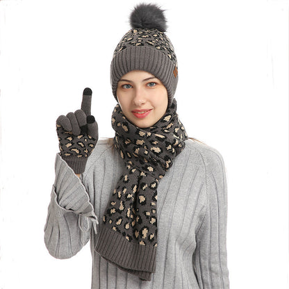 Three-piece Warm Knitted Woolen Hat, Scarf And Gloves - Urban Caps 