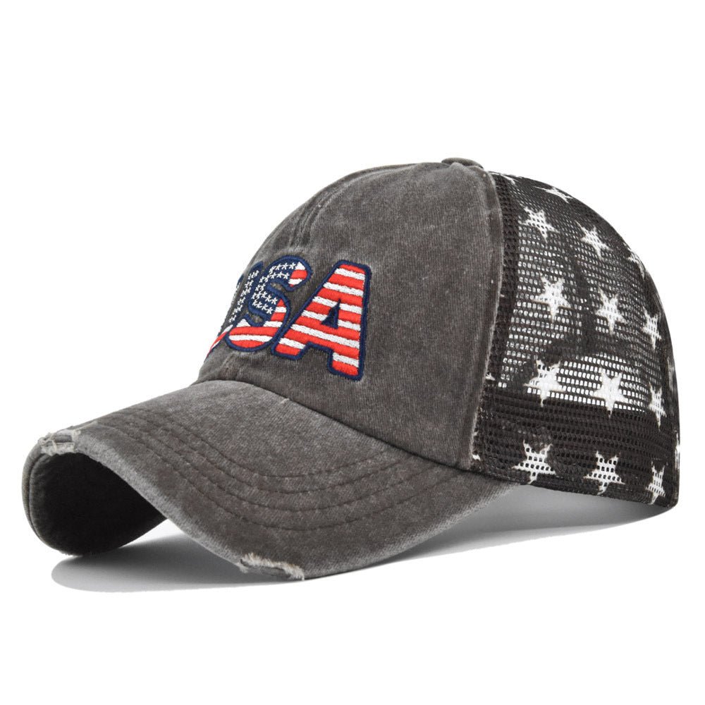 American Flag Mesh Cap – Embroidered USA Style Trucker Hat - Urban Caps